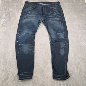 G-Star RAW Jeans Mens 38x29 Arc 3D Slim Blue Dark Wash Denim Distressed Y2K